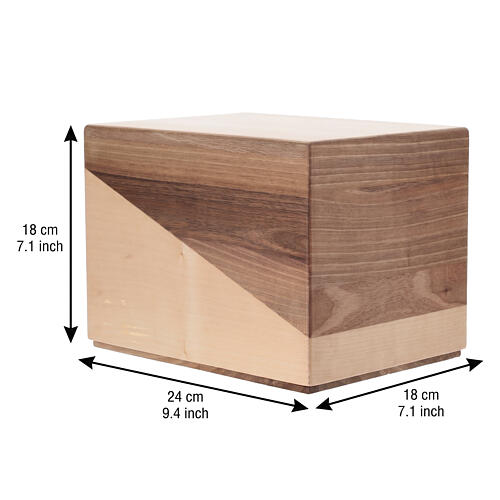 Urna cineraria mod. Iuncti acero con intarsio noce linea Dona 20x25x20 cm 3