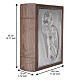 Book-shaped cremation urn in ash with 999 silver bilaminate depicting the Holy Family, 14x12x6 in, Linea Unica s3