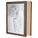 Book-shaped cremation urn in ash with 999 silver bilaminate depicting the Holy Family, 14x12x6 in, Linea Unica s4