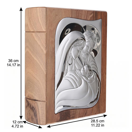 "Dona" ash book-shaped cremation urn 35x30x15 cm Holy Family 999 silver Unica Line 3