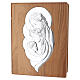 Book-shaped cremation urn in ash, "Amore" design with Holy Family, 999 silver, Linea Unica, 11x4x14 in s1