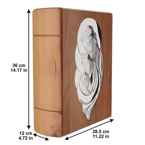 Urne cinéraire livre frêne mod. Amore Sainte Famille argent 999 Gamme Unica 35x30x15 cm 3