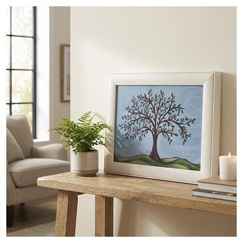 Urna cinerária formato quadro freixo Árvore da Vida em couro 45x5x35 cm linha Unica 2