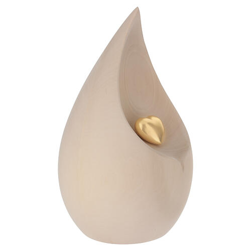 Lacrima Cremation Urn in linden wood with gold heart, Val Gardena 4