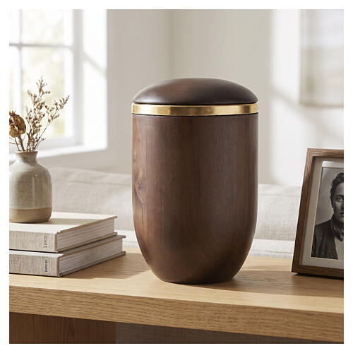 Cremation Urn, Dark Burnished with Gold Band, Val Gardena Pace line 2