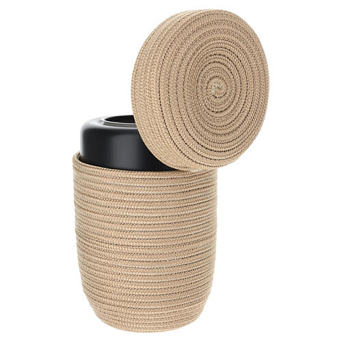 Urna cineraria InCorda linea Shellon sabbia con rivestimento intrecciato 5