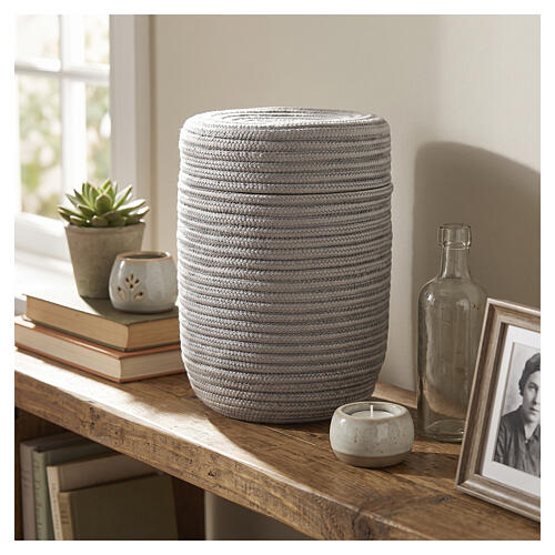 InCorda Shellon grey cremation urn with woven covering 2