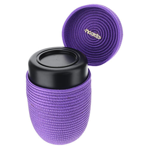 Urna cineraria InCorda linea Shellon viola con finitura in corda tecnica 4