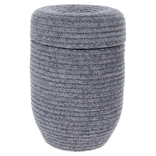 Urna funeraria InCorda linea Velvet grigio con lavorazione sartoriale 1