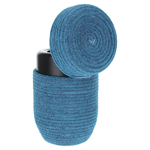 Urne cinéraire InCorda, gamme Velvet bleu turquoise avec housse en velours 5