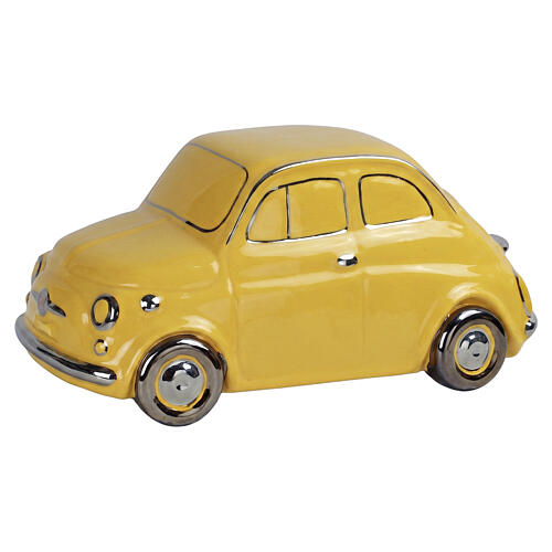 Yellow vintage car-shaped artistic ceramic urn 1