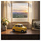 Yellow compact car-shaped artistic ceramic cremation urn with black roof s2