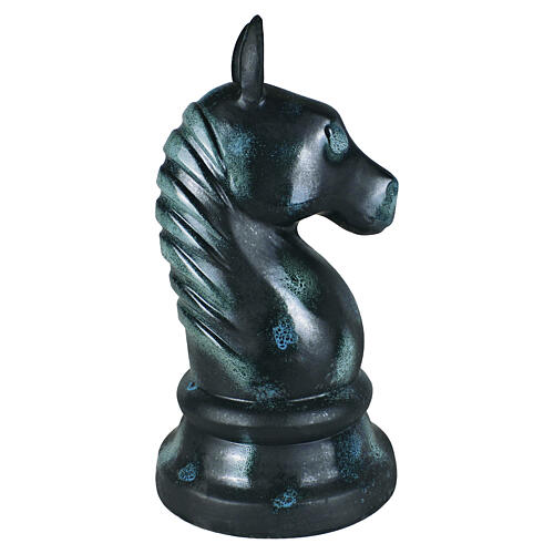 Urna cineraria cavallo degli scacchi verde e nero ceramica artistica 3