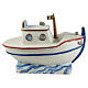 Artistic ceramic white fishing boat cinerary urn with tricolour details s1