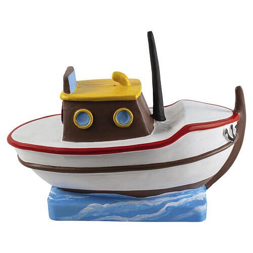 White Boat-Shaped Artistic Ceramic Cremation Urn with Wave-Effect Base 1