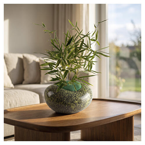 Urna cineraria sasso effetto granito verde ceramica artistica 2