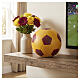 Yellow and burgundy soccer ball, artistic ceramic cremation urn s2