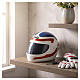 Cremation urn, white helmet with red and blue decoration, artistic ceramic s2