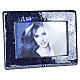 Blue crackle-effect cremation urn with photo frame, artisan ceramic s1
