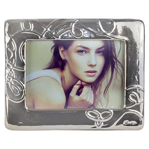Ceramic photo urn with black woven-effect, artisan made 1