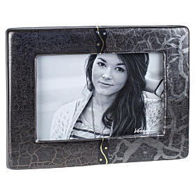 Graphite two-finish photo-frame cremation urn in artistic ceramic