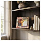 Double cinerary urn for two people with pink and bronze mosaic photo-frame in artistic ceramic s2