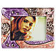 Urne cinéraire double avec cadre photo mosaïque lilas et bronze en céramique artistique s1