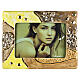 Double ceramic cremation urn with yellow-and-bronze mosaic photo frame, artisan ceramic s1