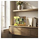 Double ceramic cremation urn with yellow-and-bronze mosaic photo frame, artisan ceramic s2