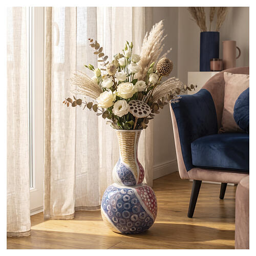 Urne cinéraire avec porte‑fleurs emboîtable à décor géométrique en céramique artistique 2