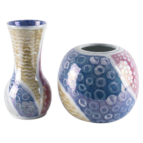 Vaso ad incastro con decoro geometrico urna cineraria ceramica artistica 3