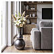 Anthracite craquelé-effect cinerary urn with removable inset vase in artistic ceramic s2