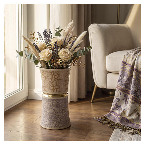 Urna cineraria a vaso beige ceramica artistica 2