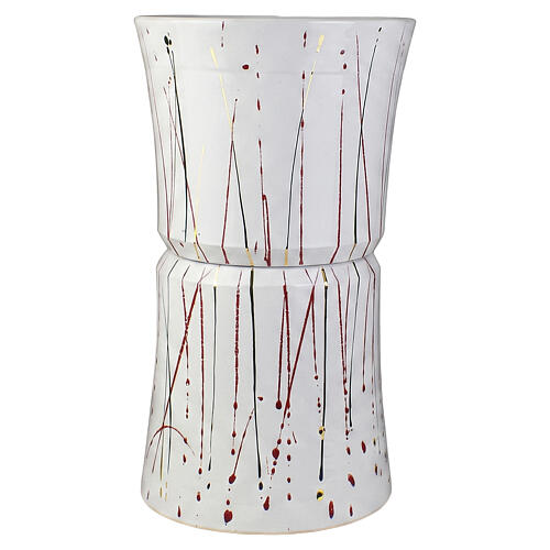Artisan ceramic cremation urn vase with red-line decoration 1