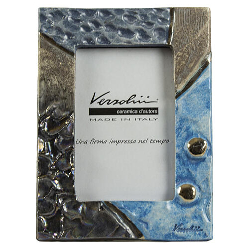 Portarretrato de cerámica con textura azul 10x15 cm 1