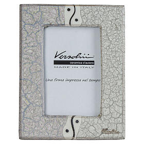 Portafoto in ceramica bianco effetto craquelé 10x15 cm