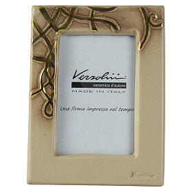 Portafoto in ceramica con intreccio bronzo 10x15 cm
