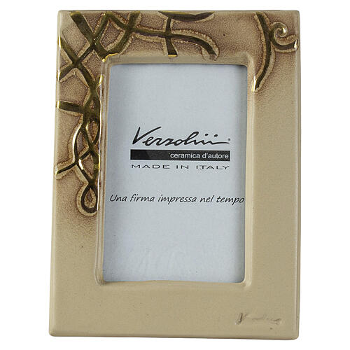 Portafoto in ceramica con intreccio bronzo 10x15 cm 1