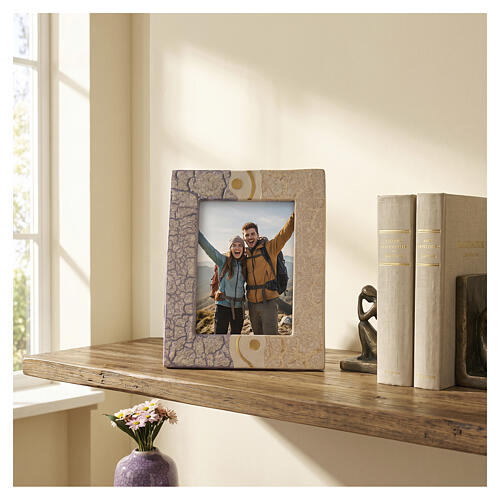 Cadre photo en céramique beige à double décor 10x15 cm 2