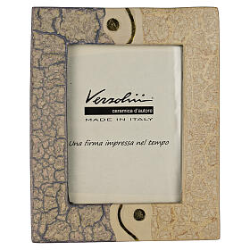 Portafoto in ceramica beige a doppio decoro 10x15 cm