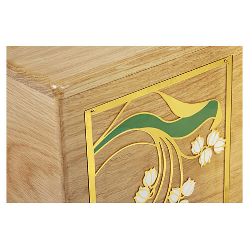 Ascheurne Armonia der Linie Dona aus Eichenholz mit Blumendekor, 20 × 20 cm 2