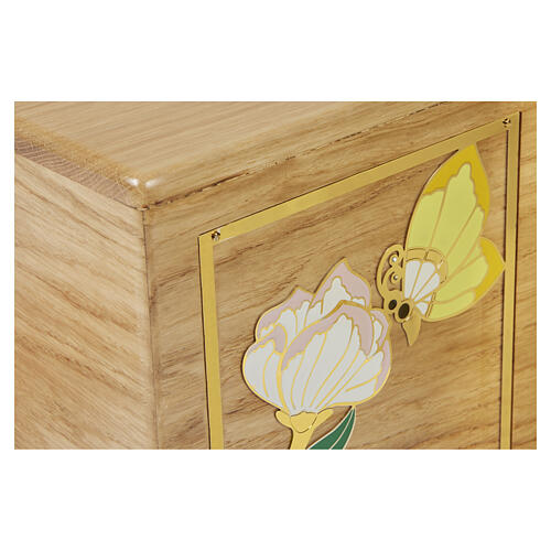 Ascheurne Legami der Linie Dona aus Eichenholz mit Blumen- und Schmetterlingsdekor, 20 × 20 cm 2