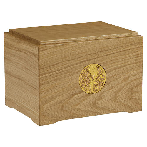 Virgin Mary in prayer oak cremation urn, Dona line, 20x25x20 cm 1