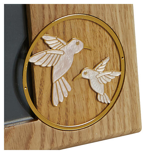 Oak wood photo frame Eternal Dona line with small bird for 15x10 cm photos 2
