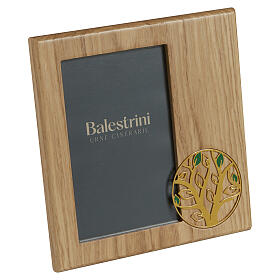 Dona Rinascita photo frame, oak wood with tree decoration, for 6x4 in photo