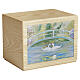 Urna cinerária Quiete em madeira de freixo linha Dona couro decoro cisnes 20x25x20 cm s1
