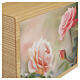 Urne cinéraire « Purezza » en bois de châtaignier, gamme Dona, revêtement en cuir, insert à motif de roses, 25x30x10 cm s2