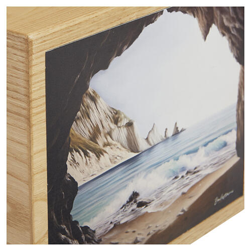 Urna cineraria Orizzonte in castagno linea Dona pannello in pelle 25x30x10 cm 2