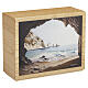 Urna cineraria Orizzonte in castagno linea Dona pannello in pelle 25x30x10 cm s1