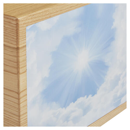 Urna na prochy z drewna Luce, model Dona, panel ze skóry, 22,5 × 28 × 12 cm 2